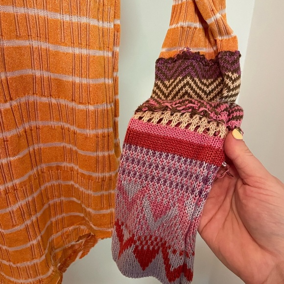 Free People Stripped Alpine Knit Crochet Long Sleeve Top - Picture 6 of 11